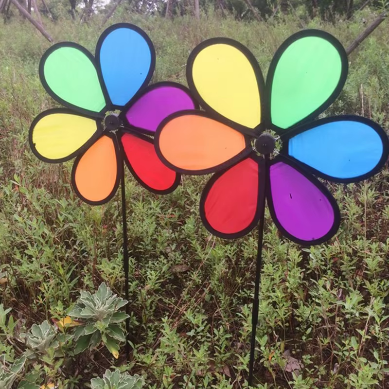 Nouveau Coloré arc-en-ciel Dazy fleur Spinner vent moulin à vent jardin cour décor extérieur