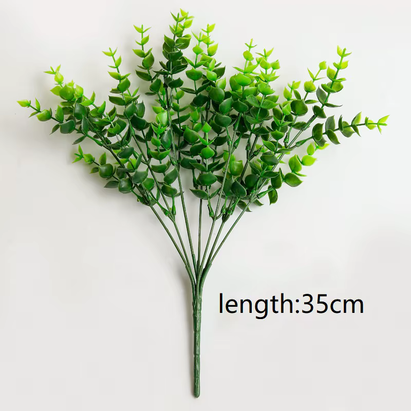 Feuilles d'eucalyptus vertes artificielles, plantes en plastique, tiges pour mariage, décoration de 
