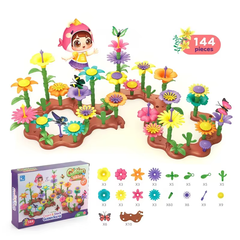 Blocs de construction DIY Jardin de fleurs, Ensemble de jeu de briques pour filles, Bouquet de fleur