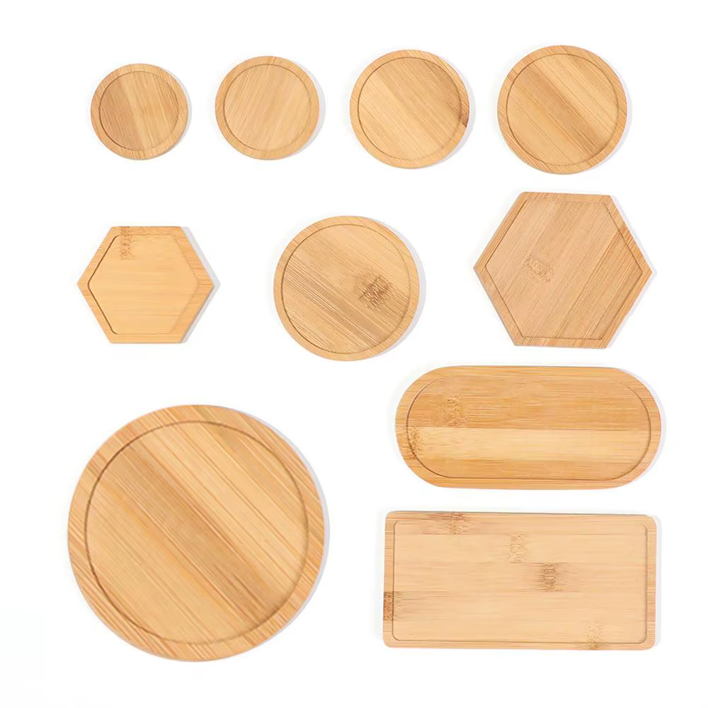 Pot de fleur multi bambou en bois d'escalier, dessous de verre, assiette décorative de cuisine, dess