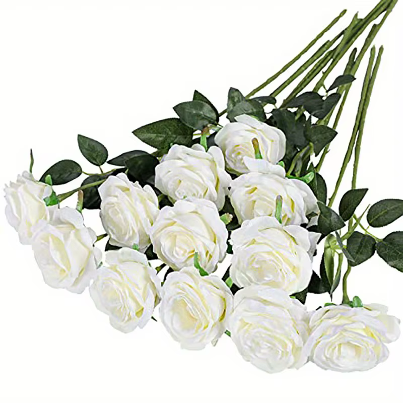 Bouquet de roses artificielles réalistes, 12 pièces, pour mariages, anniversaires et plus encore pou