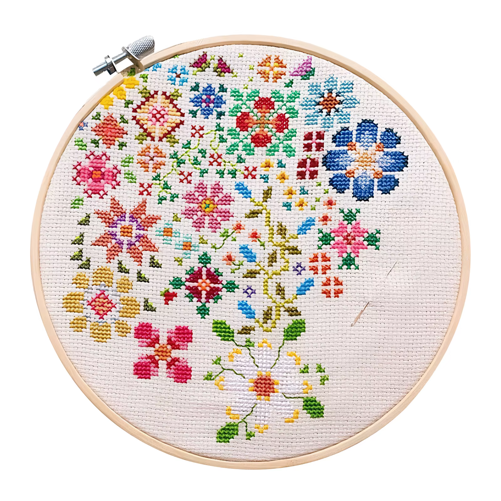 Kit de broderie « Une fleur par jour » avec motifs brodés pré-imprimés, kit de broderie florale DIY