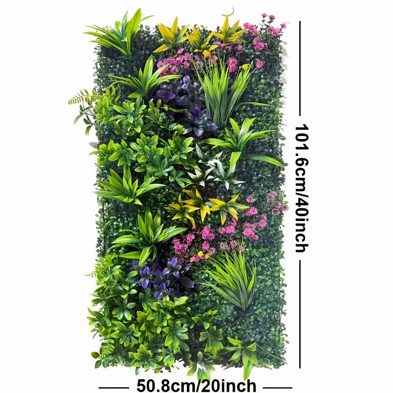 Panneau mural décoratif en plantes vertes artificielles haut de gamme de 50 à 100 cm avec textures d