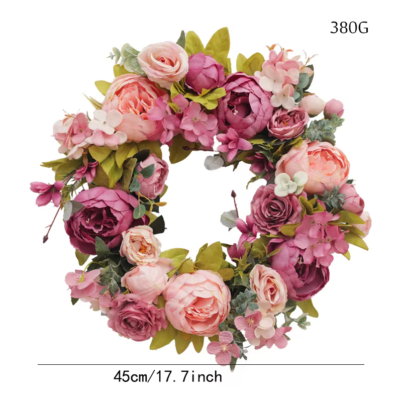Couronne de fleurs artificielles, couronnes florales d'été pour porte d'entrée, décor élégant pour m
