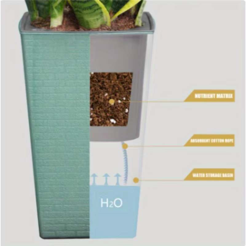 Pot de fleurs en plastique à motif de brique, Pot de fleur de jardin de forme créative pour jardin,