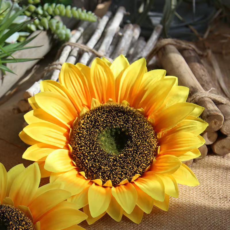 Tête de fleur artificielle tournesol en soie, grande taille, pour décoration de boîte de mariage, ac
