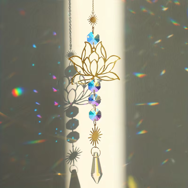 Attrape-soleil en cristal Élen métal Lotusand, breloque, fait à la main, adapté au vent de la maison