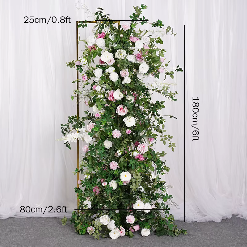 A7794 chemin de rangée de fleurs pour toile de fond de mariage, décor de panneau KT, arrangement Flo