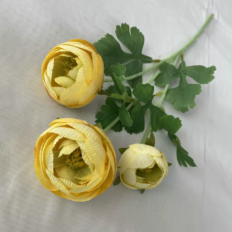 6 pièces de fleurs artificielles en soie, type pivoine à 3 têtes, en forme de bourgeon de thé ou de 