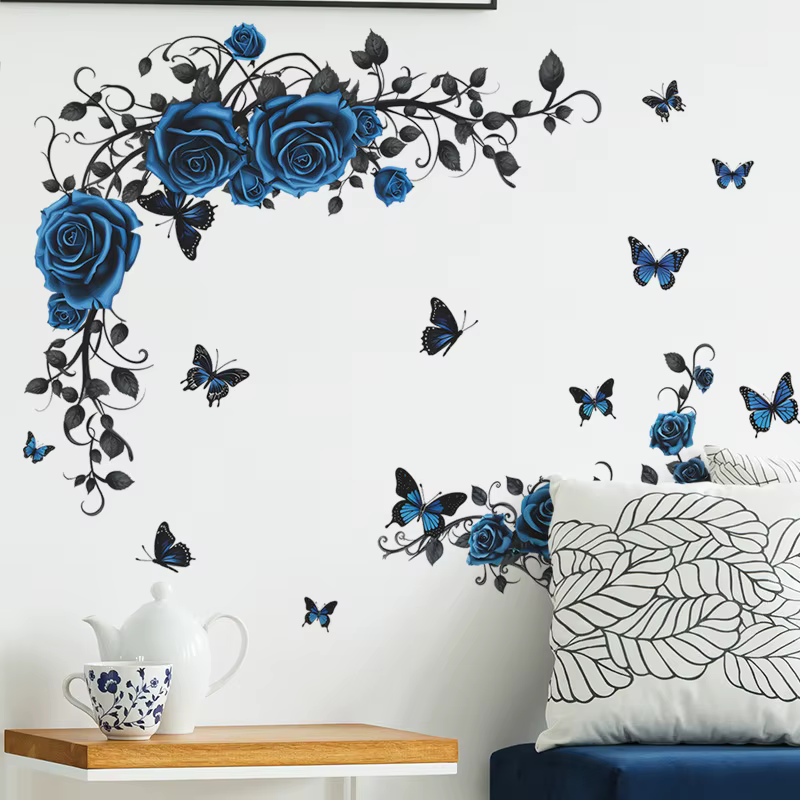 Autocollant mural papillon rose bleu, décoration murale pour salon, fond de canapé, décoration de ch