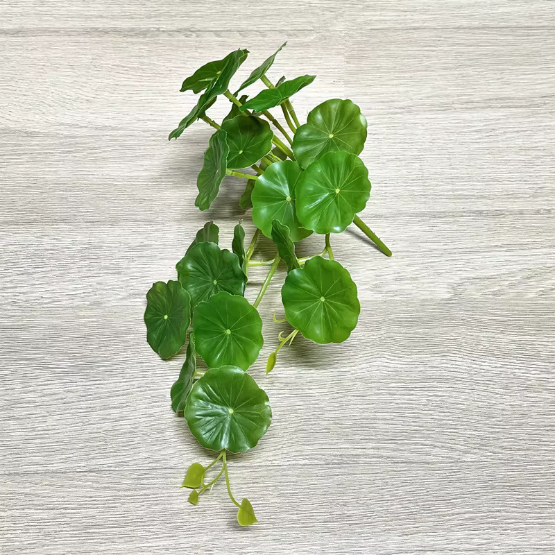 2 pièces de feuilles artificielles de Pilea Peperomioides, fausses feuilles de bonsaï, décoration mu