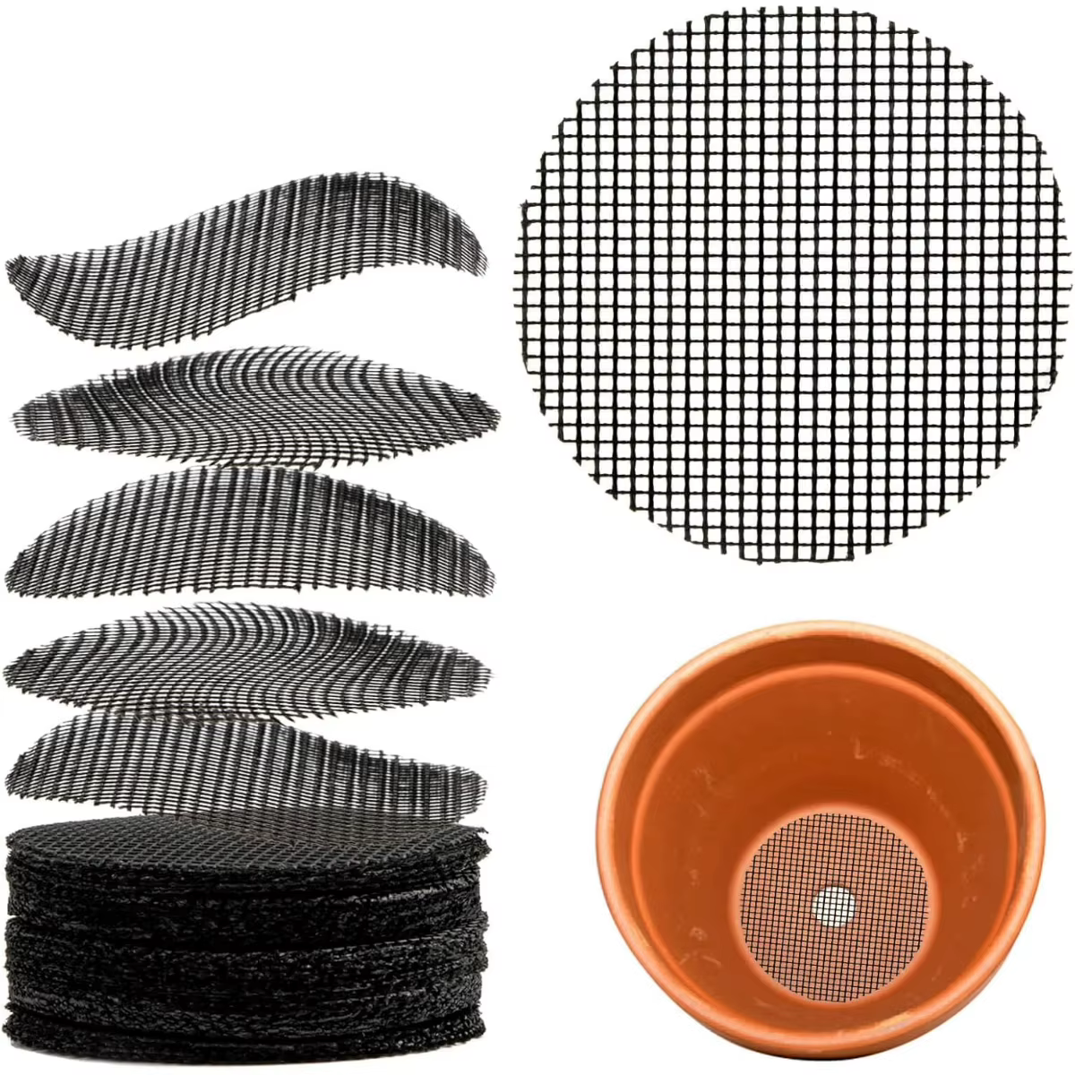 50/150 Pots de plantes trou maille Pad Pot de fleur maille tapis Net bonsaï jardinage grille céramiq