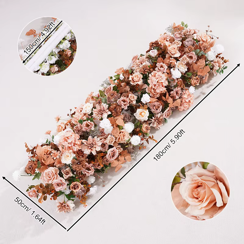 Série café blanc Rose Dahlia fleur rangée décor mariage toile de fond cadre événement scène Arrangem