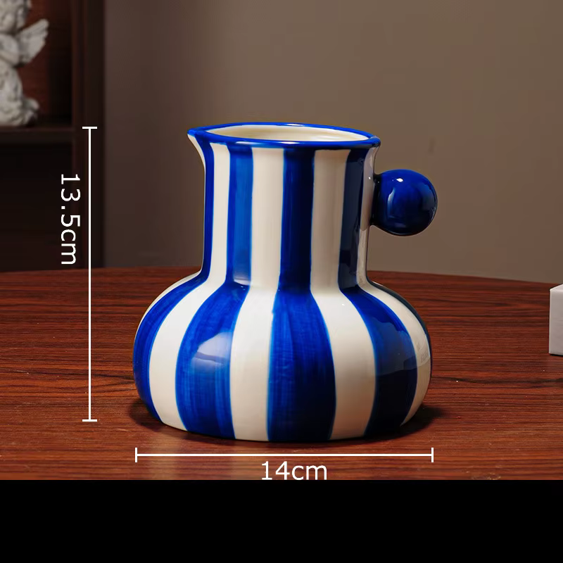 Vase en céramique créatif à rayures colorées, Pots de plantes, décoration de Table, ornements, Arran