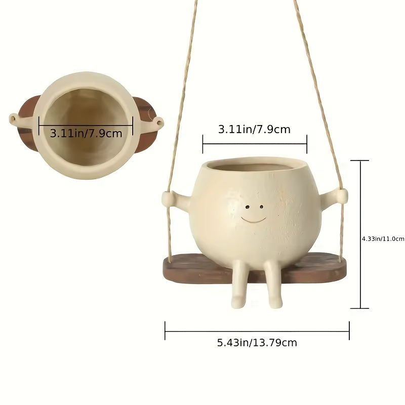 Pot de jardinière suspendu en résine, 1 pièce, support de plantes succulentes rustiques, conception
