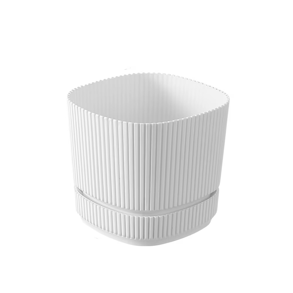 Pot de fleurs auto-arrosant à double couche avec trou de drainage, pot de plantes en plastique, gran