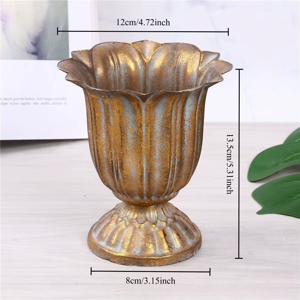 Vase en métal européen Vintage, décor Floral, Art en fer, accessoire de photographie pour la maison,
