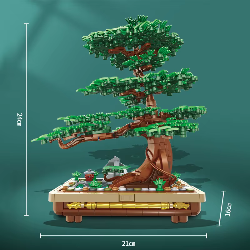Mini plante en pot en forme de bonsaï, jouet en brique de construction, décor de maison