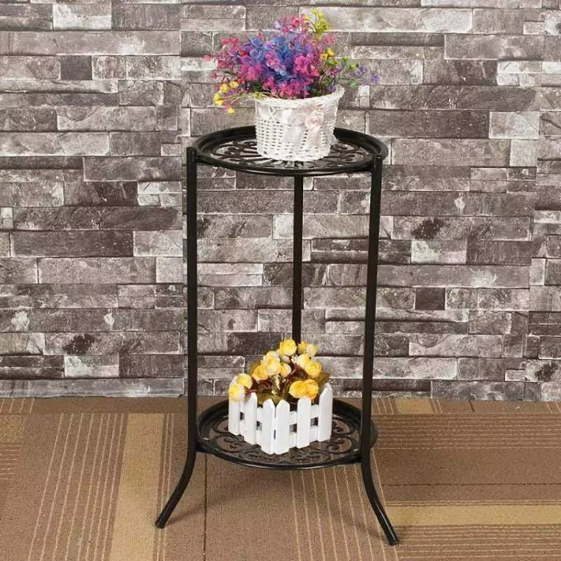 Étagère de support de plante en métal élégant à deux couches, porte-plante en pot, supports de pot d
