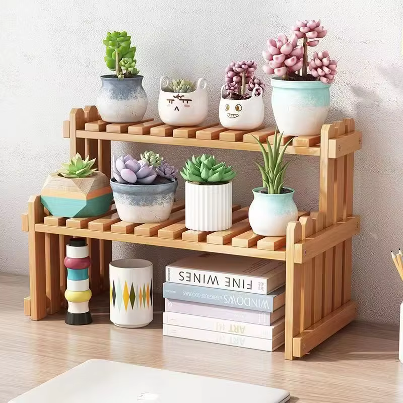Support à plantes simple à 2 niveaux, étagère à plantes pour usage intérieur/extérieur, support à fl