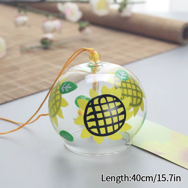 Carillons éoliens de paysage en verre de style japonais Kawaii, cloches à vent suspendues peintes à 