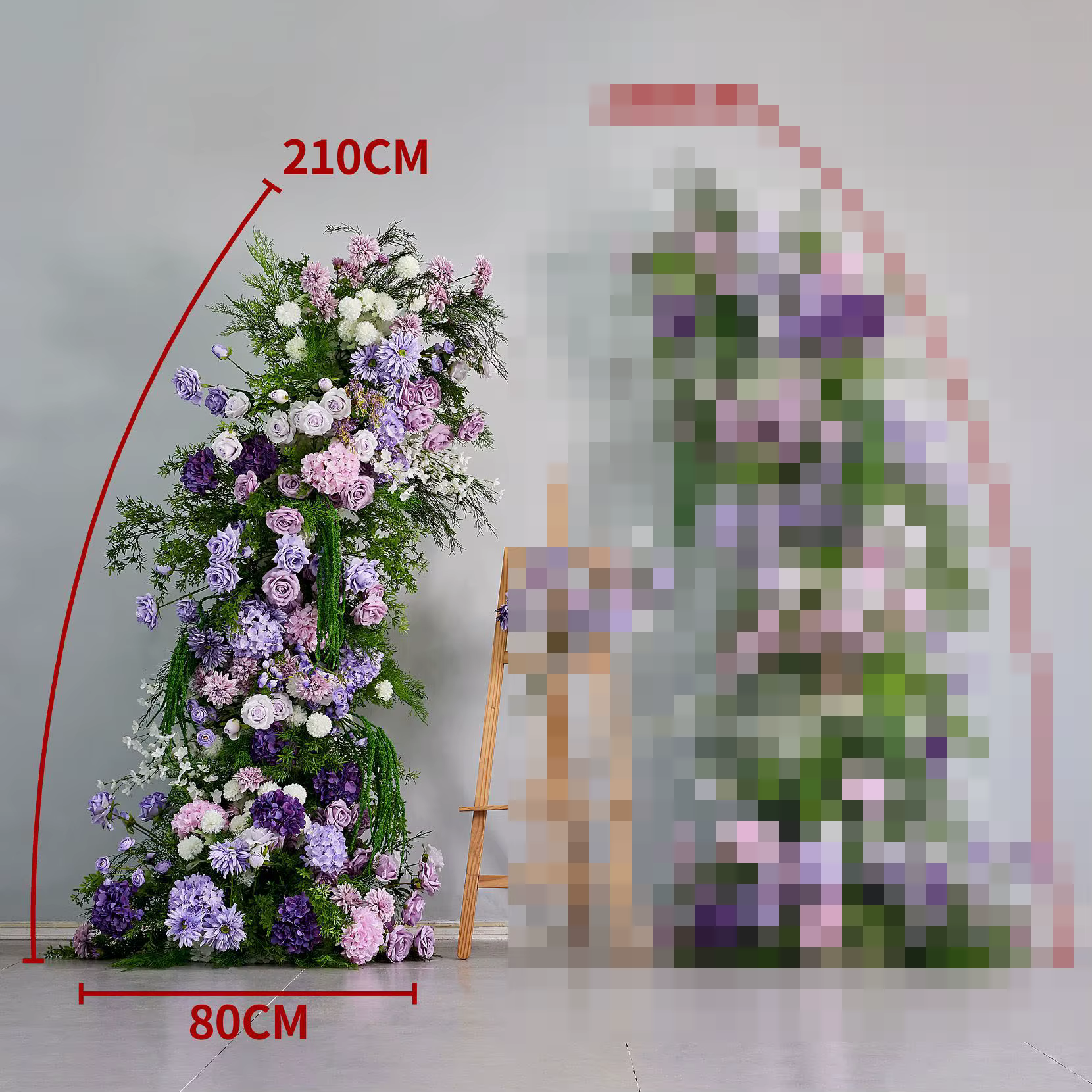 Uflower violet Rose hortensia plantes vertes toile de fond de mariage corne arc décor Arrangement év