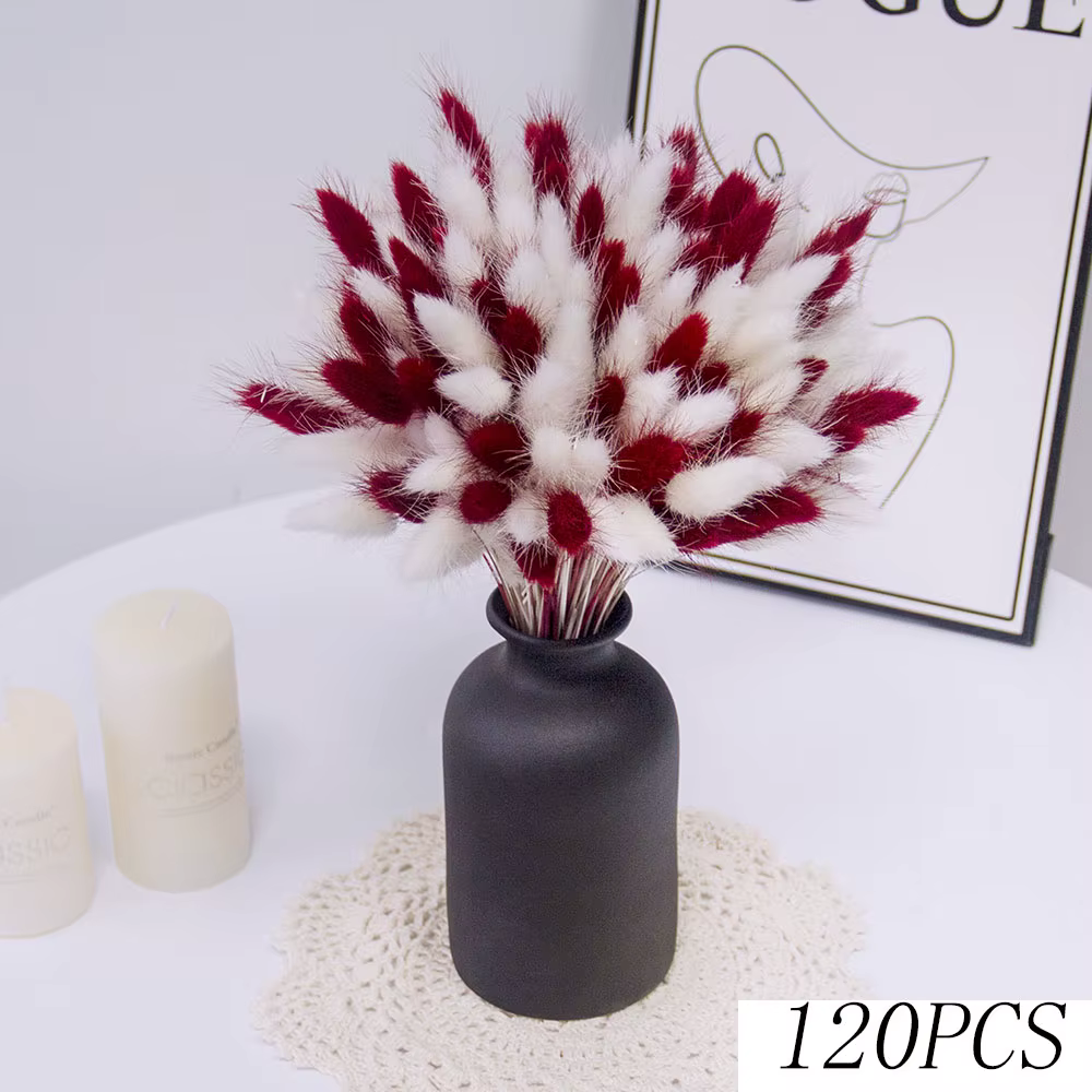 Bouquet d'herbe de la pampa rouge naturelle, fleurs séchées, décoration florale pour mariage, roseau