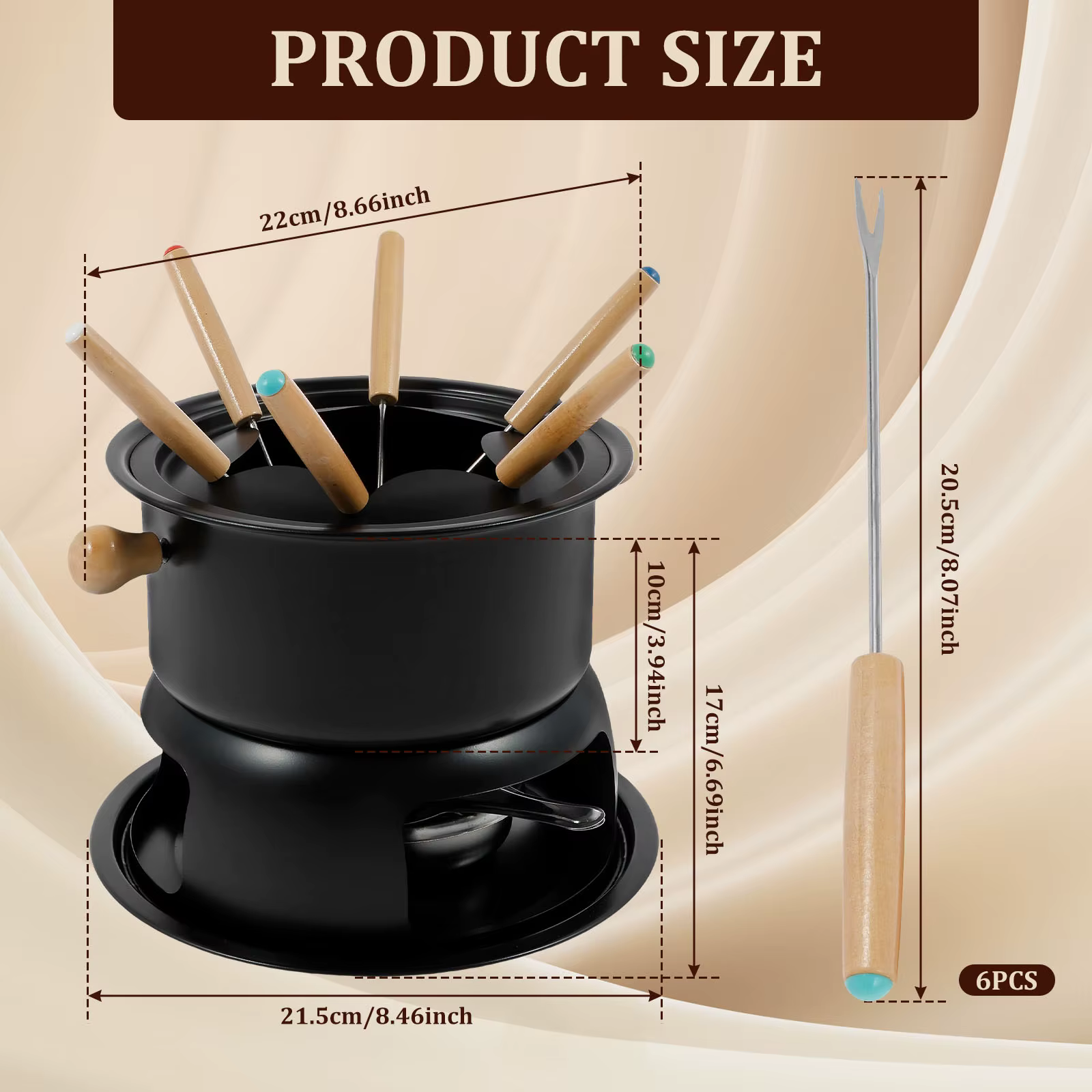 Kit de fondue polyvalent pour fondue au fromage et chocolats, ensemble de casseroles à fondue en aci