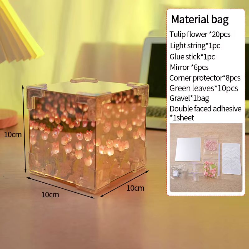 Bricolage 3D fleur mer LED fleur veilleuse miroir décorations de bureau décor à la maison lampes de 