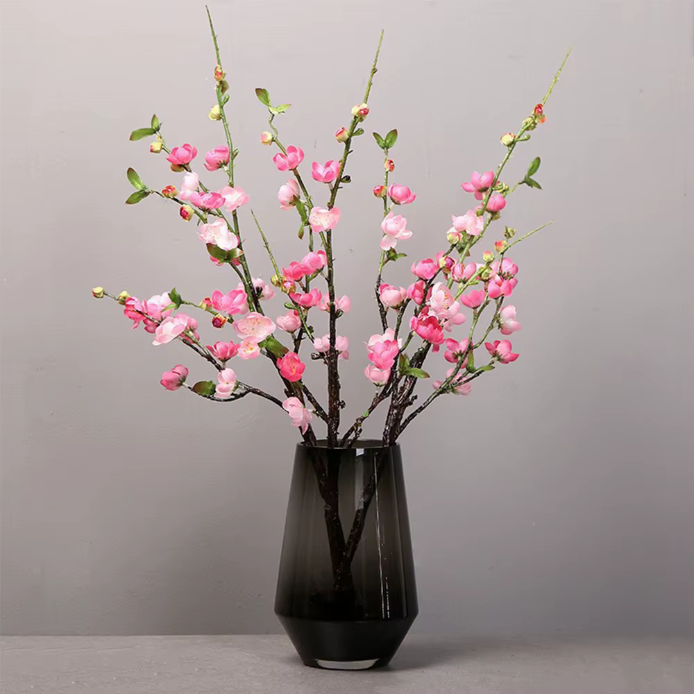 Branches de fleurs artificielles en soie, cerisier, pêcher, fleurs de prunier pour décoration de mar