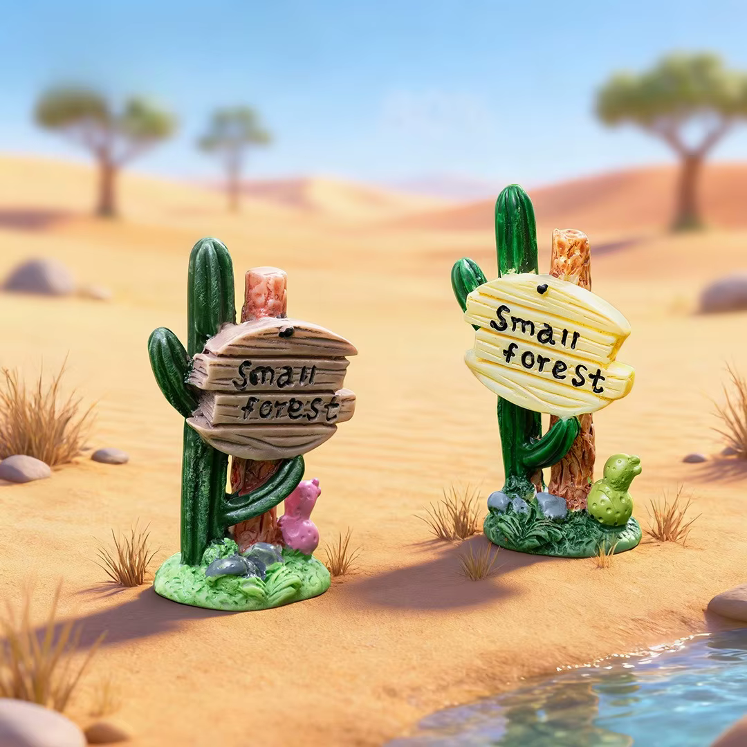 Mini Cactus en Pot de Dessin Animé, Plante en Pot Miniature Réaliste Faite à la Main, Figurines de C
