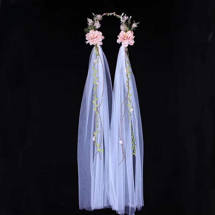 Voile de Rose de mariage pour mariée blanche, couronne de coiffure pour femmes, bandeau pour Date, d