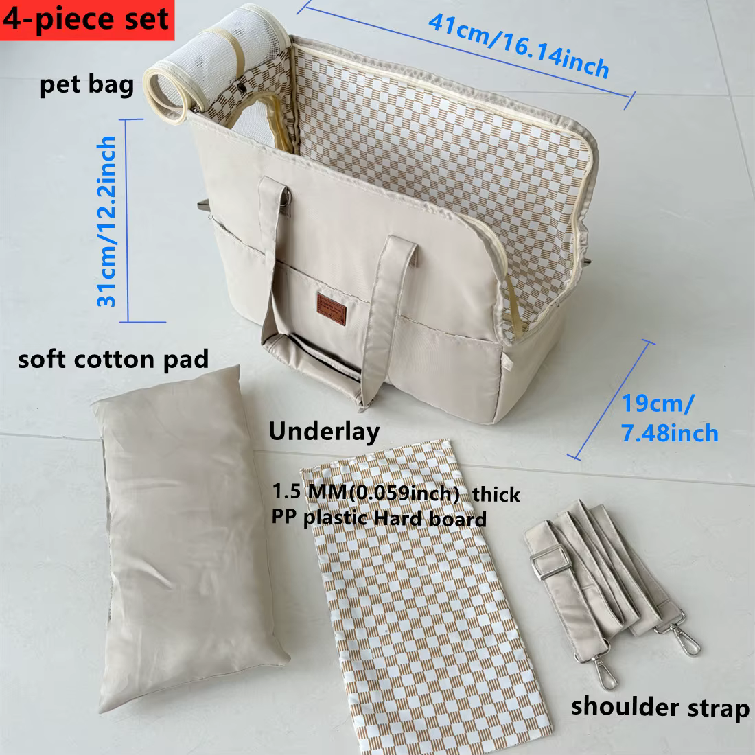 Sac de transport portable pour chat et chien, sac à bandoulière, siège de voiture antidérapant, tran