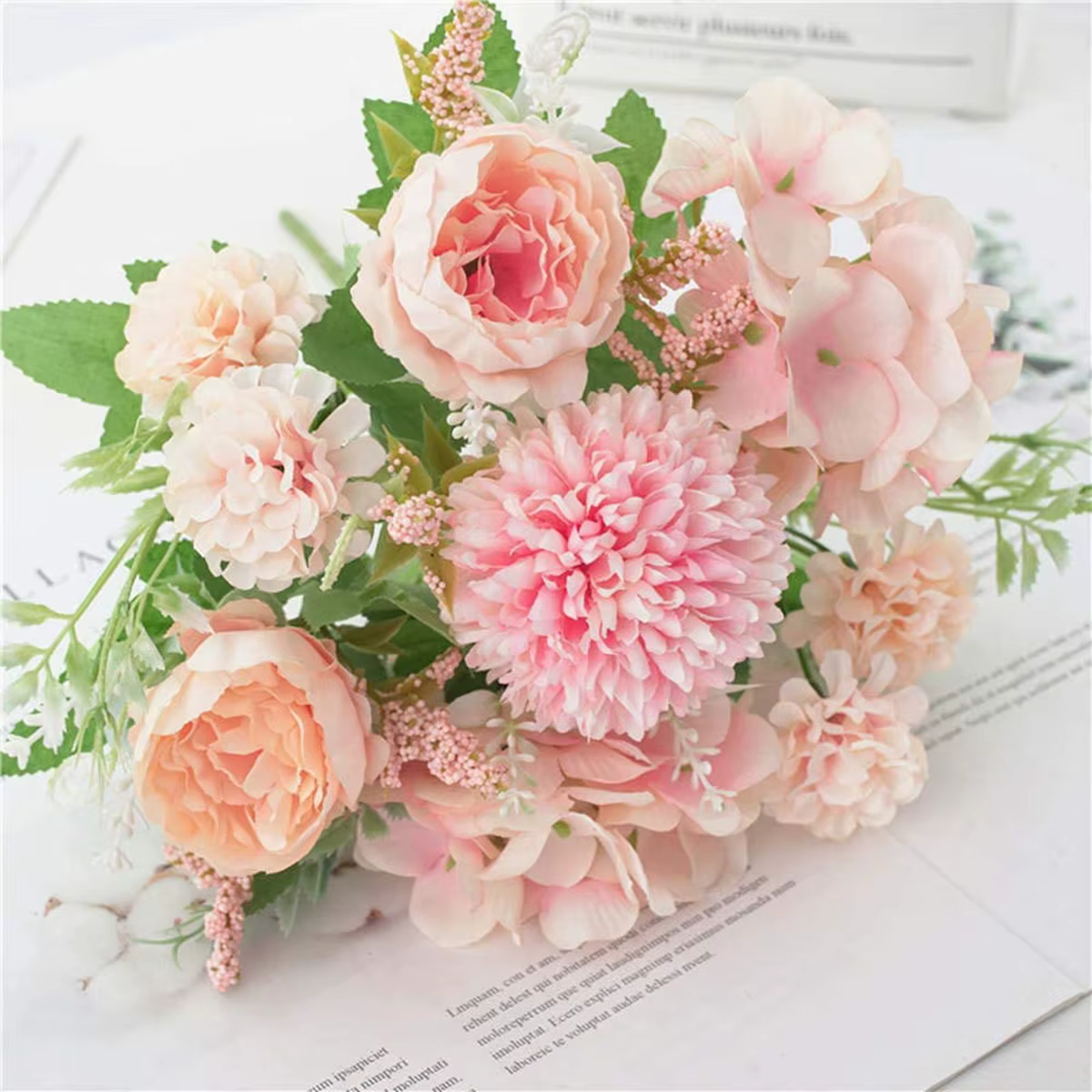 Fleurs de chrysanthème et de pivoine simulées, décoration de jardin pour la maison et l'extérieur, S