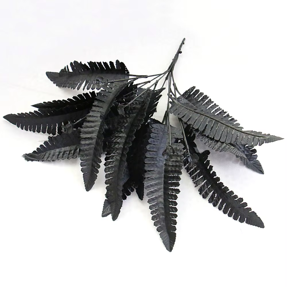 Plantes artificielles décoratives en herbe persane noire, fausses plantes de fougère, feuilles persa