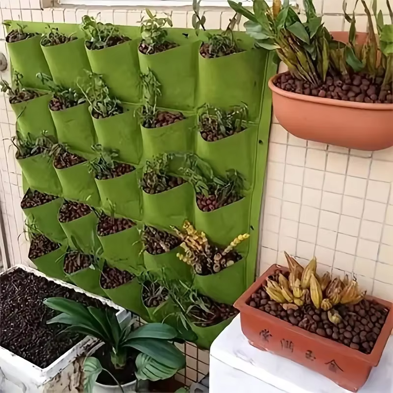 Sacs en feutre adaptés à la plantation de plantes, tenture murale verticale, verdissement du balcon,