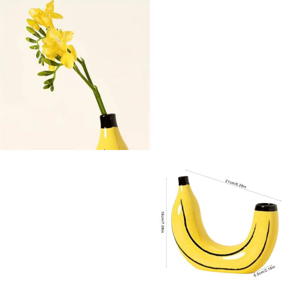 Vases artistiques en résine en forme banane pour décoration maison moderne l'affichage floral