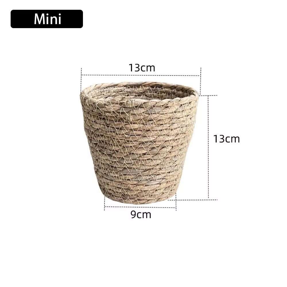 Pot de fleurs tissé en herbe Mini/S/M/L, 1 pièce, pour terrasse de jardin, petite plante, panier de 