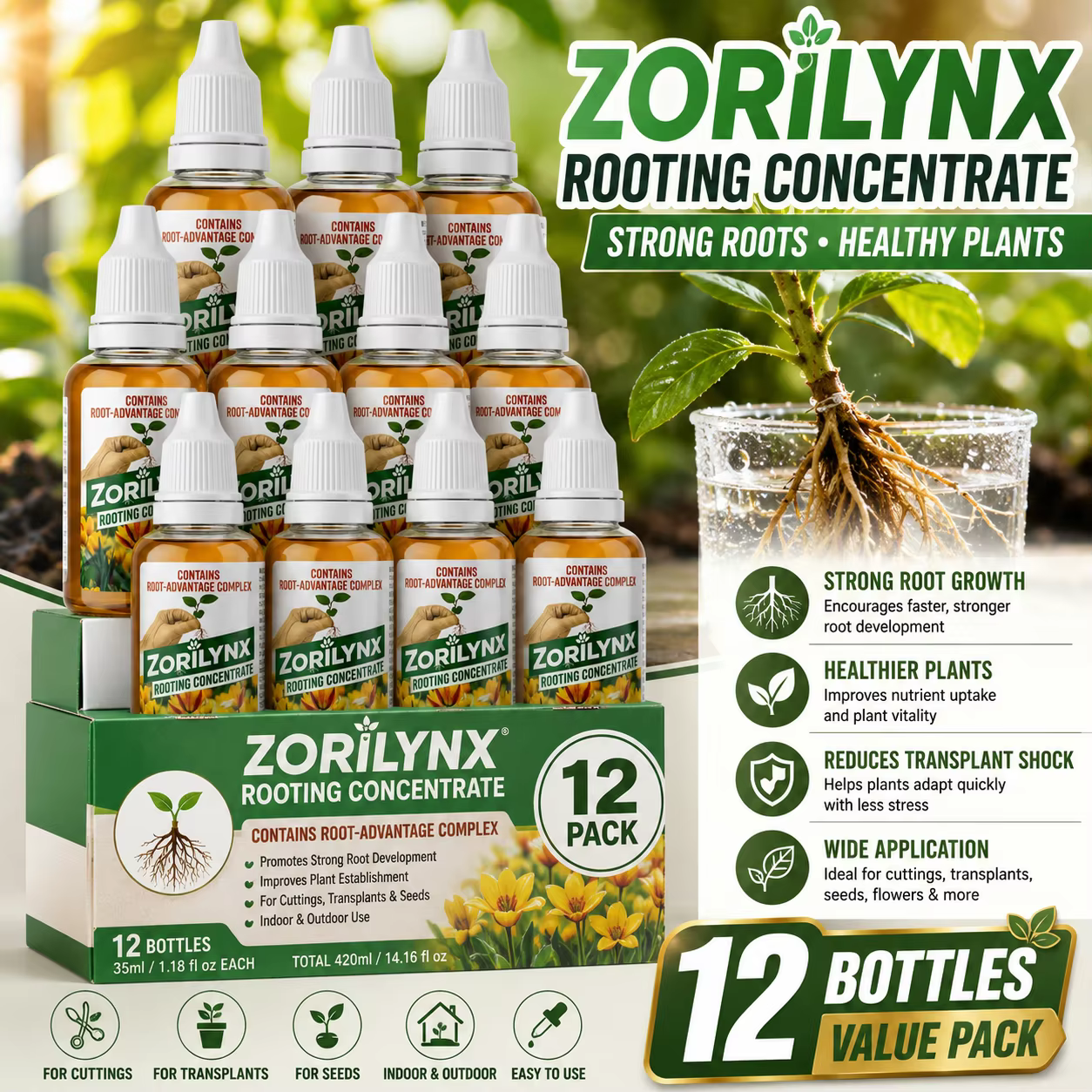 Stimulateur d'enracinement professionnel ZORILYNX 35ml Concentré d'enracinement, solution de croissa