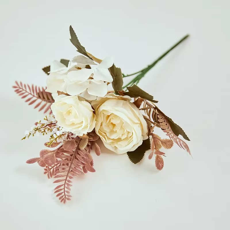 Bouquet de pivoines artificielles pour la mariée, fausses fleurs, hortensia, jardin, maison, mariage