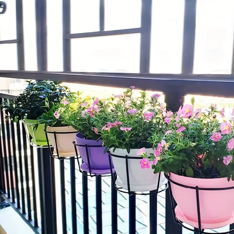 Jardinières suspendues rondes élégantes en métal, 4 pièces, parfaites pour le balcon, le jardin et l