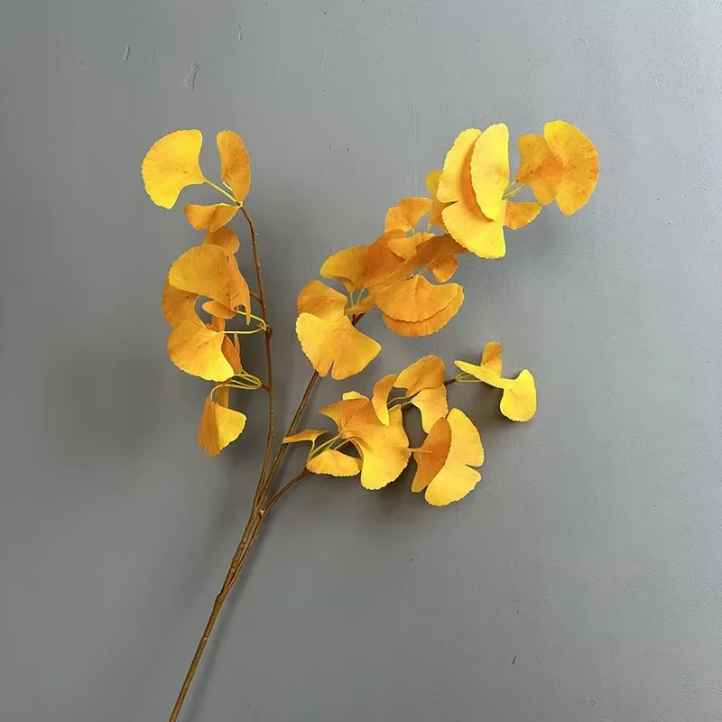 Feuilles de Ginkgo artificielles, plantes vertes, décoration florale de restaurant, simulation de pl