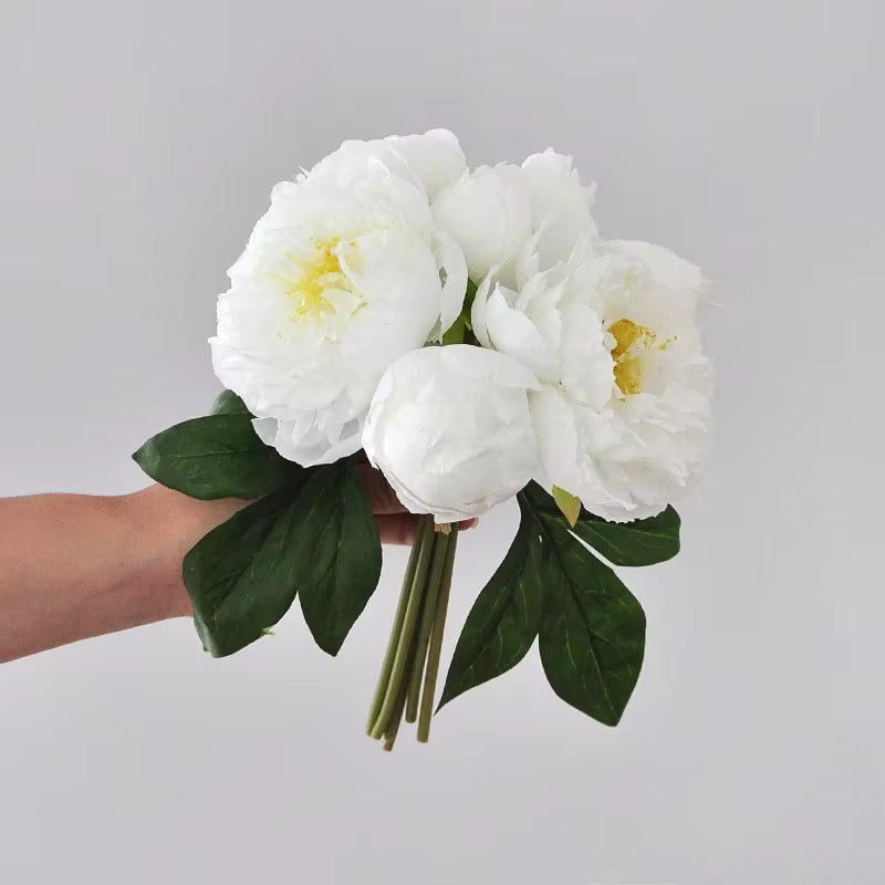 Bouquet de Pivoines Artificielles, 28cm, 7 Têtes, Fleurs Nouées à la Main, Décoration de la Maison, 