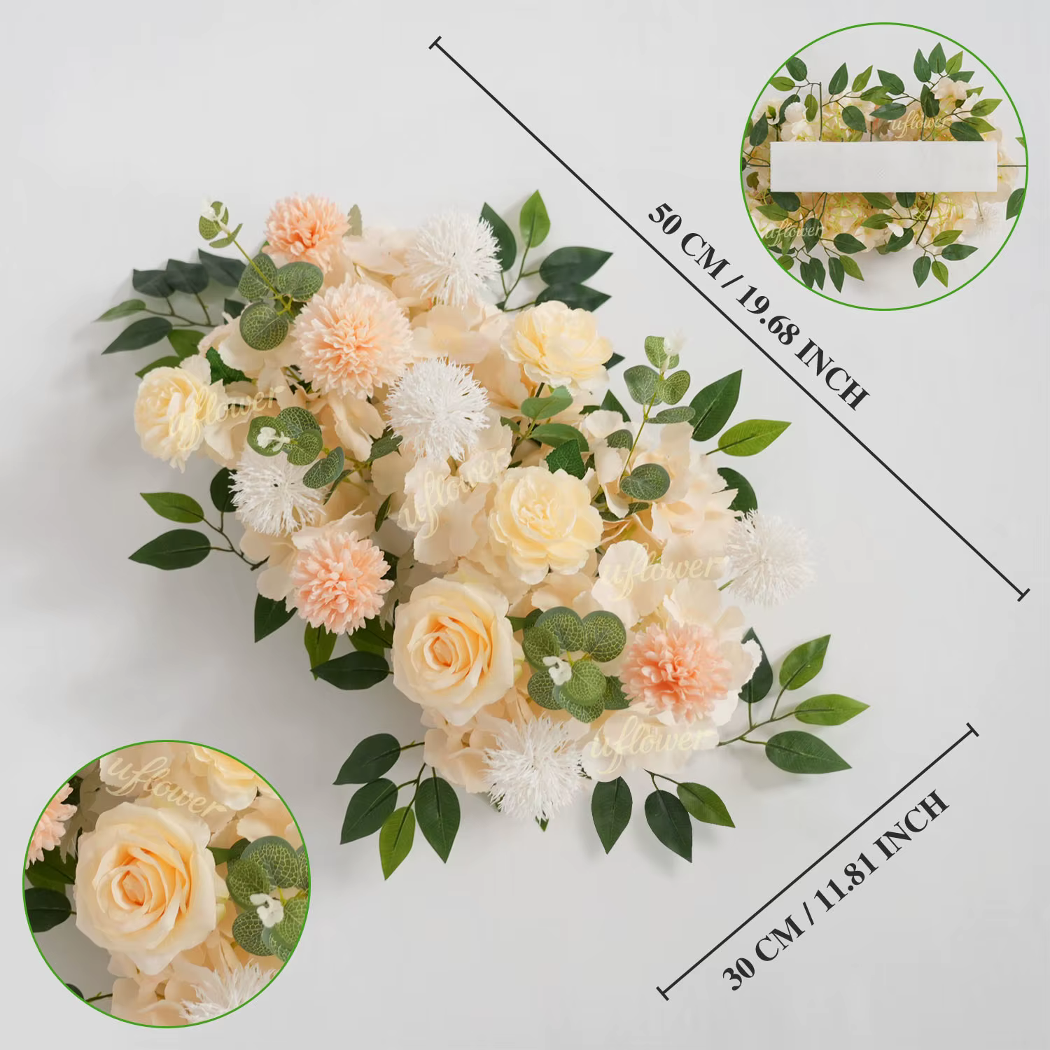 Uflower 50/100 cm artificielle Rose pivoine fleur rangée mariage toile de fond arc décor fête scène