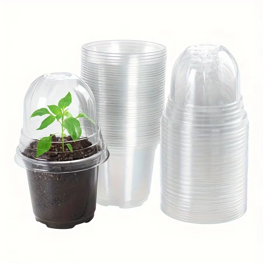 30 ensembles de Pots de pépinière avec dôme d'humidité, Pots de pépinière transparents de 4 pouces (