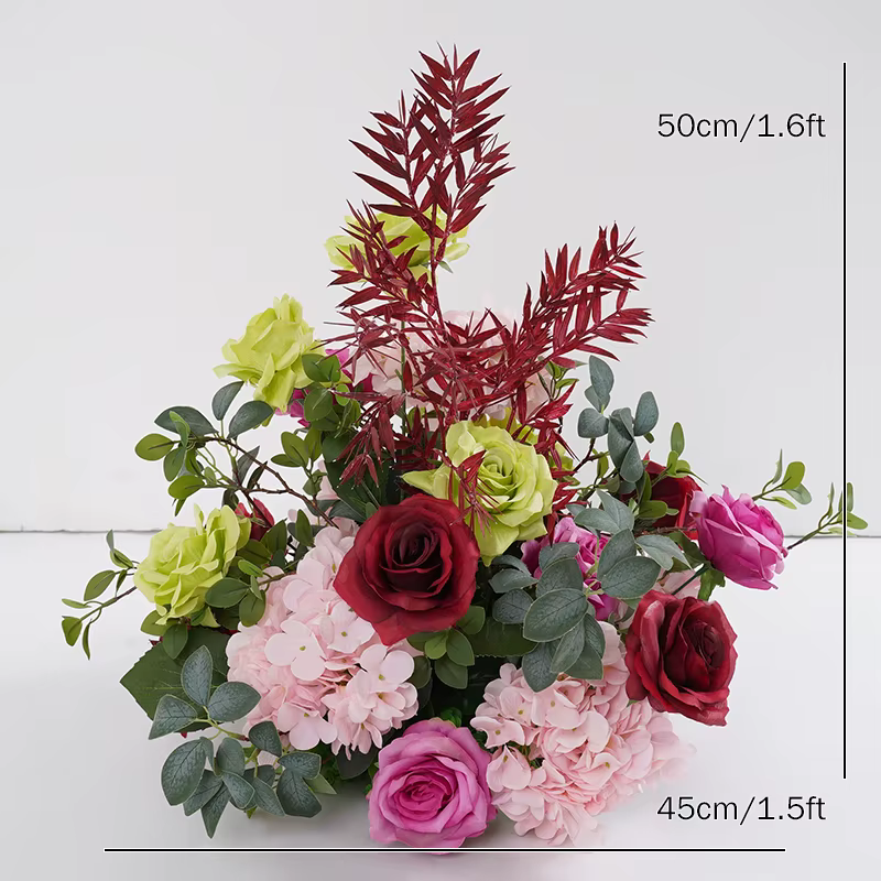 Boule de fleurs verte pivoine Rose colorée, décor d'anniversaire de Table de mariage, centres de Tab