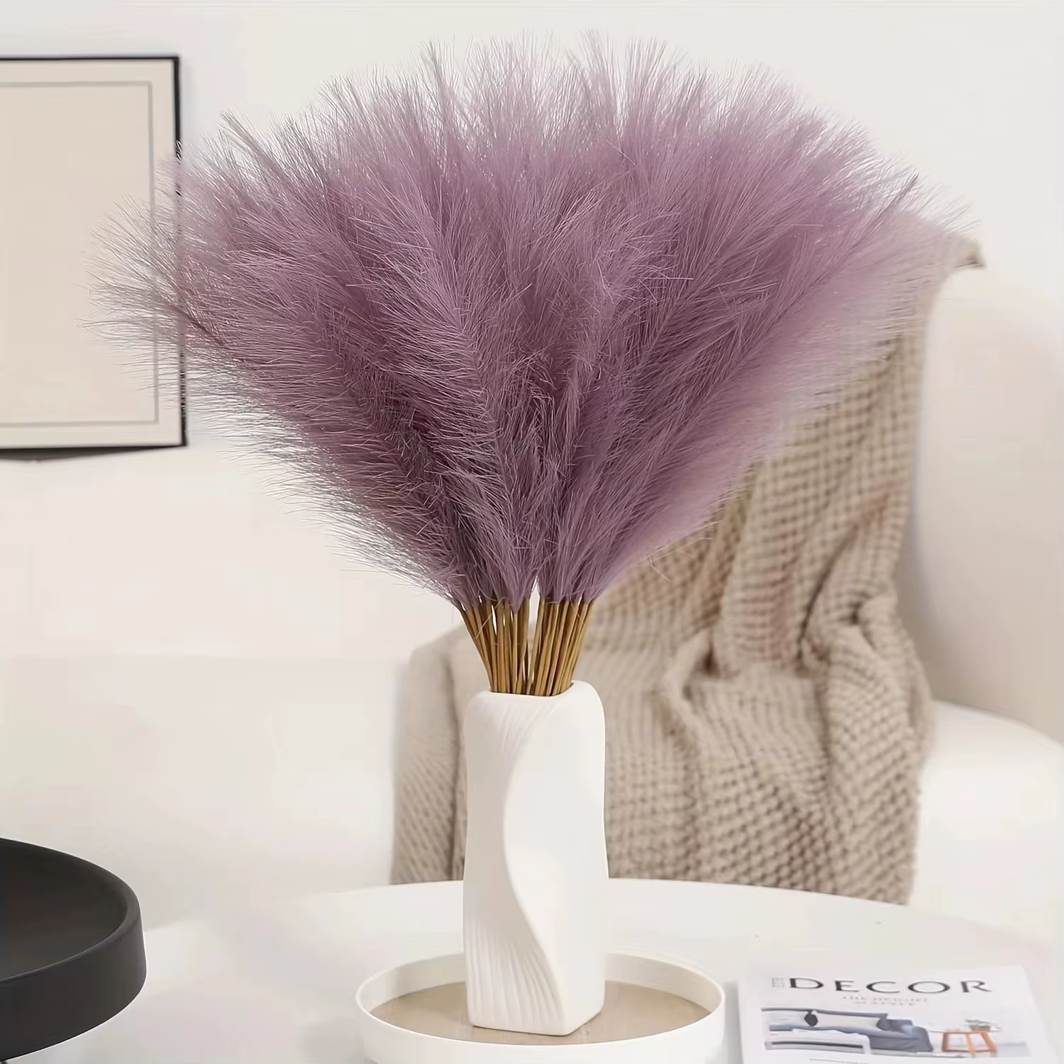 Décor d'herbe de Pampas artificielle, 10 pièces, fausses roses, plantes pour la maison, décoration d