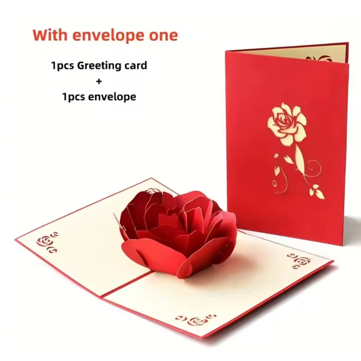 Carte pop-up Rose 3D, carte de Saint-Valentin, carte d'anniversaire de fête des mères, anniversaire 