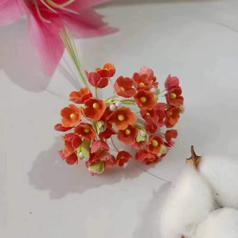 8 pièces / 40 têtes de mini fleurs en papier de 1 cm, bouquet de roses artificielles, décoration de