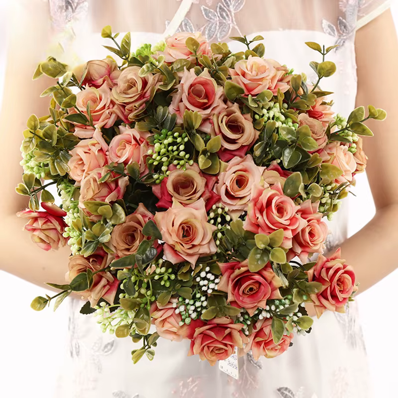 Belle Imitation pivoine Rose frisée fleur de soie bricolage maison jardin fête mariage décor fleurs